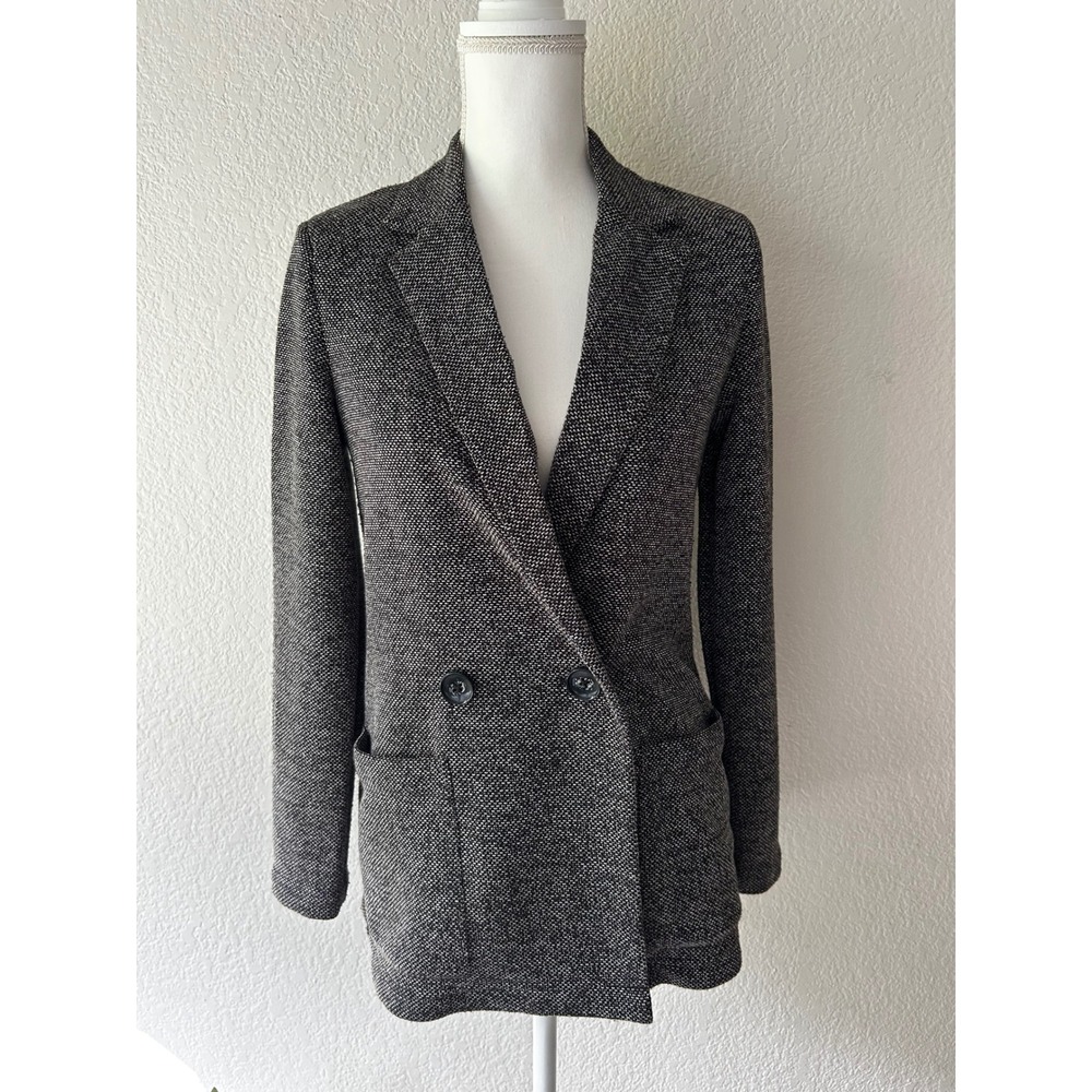 Daniel Rainn Womens Black White Textured Double Breasted Blazer Jacket XS‎